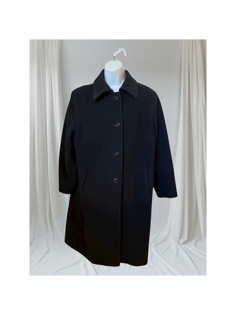 Marvin Richards Wool Cashmere Blend Black Coat 14P Made in Bulgaria